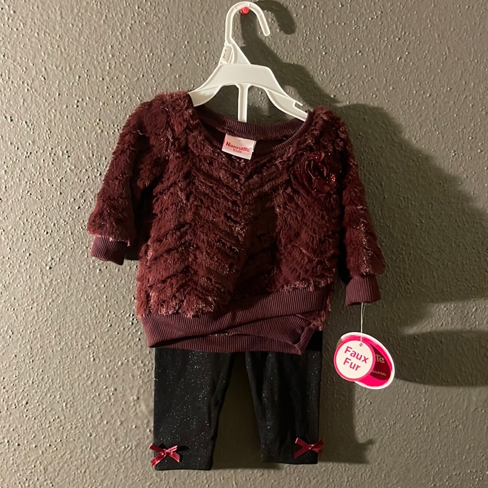 Nannette 3-6 M Baby Girl Faux Fur Top w/ Bottoms